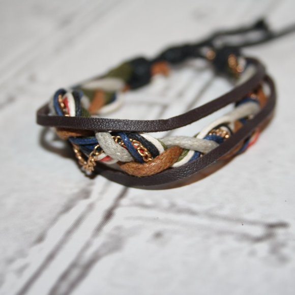 Beautiful brown and colorful cord bracelet adjustable - Picture 3 of 3